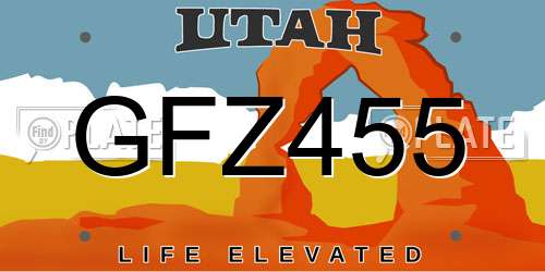 GFZ455 Utah License Plate
