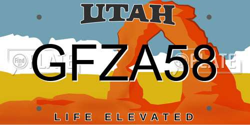 GFZA58 Utah License Plate