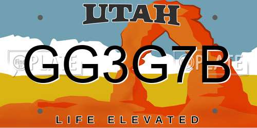 GG3G7B Utah License Plate