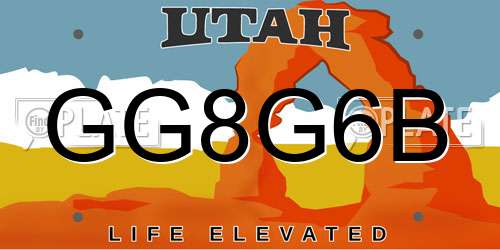 GG8G6B Utah License Plate