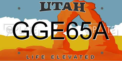 GGE65A Utah License Plate