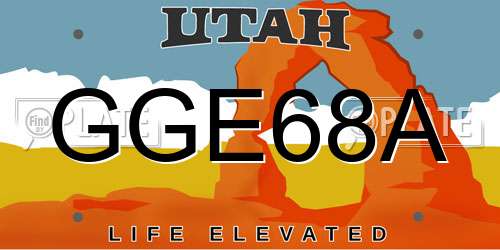 GGE68A Utah License Plate