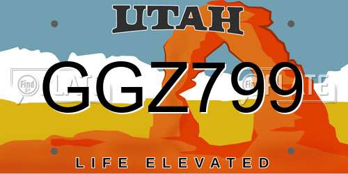 GGZ799 Utah License Plate