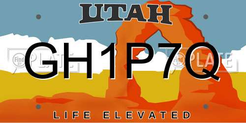 GH1P7Q Utah License Plate