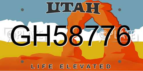 GH58776 Utah License Plate