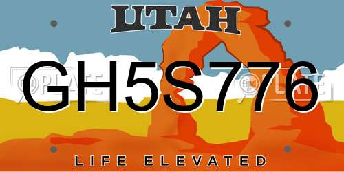 GH5S776 Utah License Plate