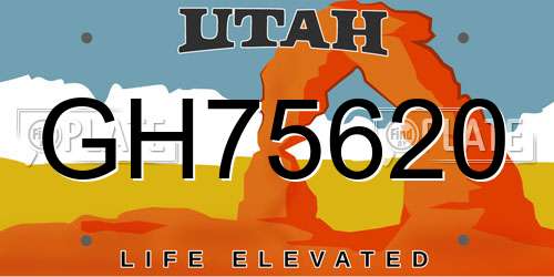 GH75620 Utah License Plate