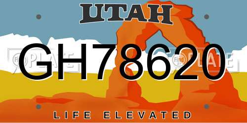 GH78620 Utah License Plate