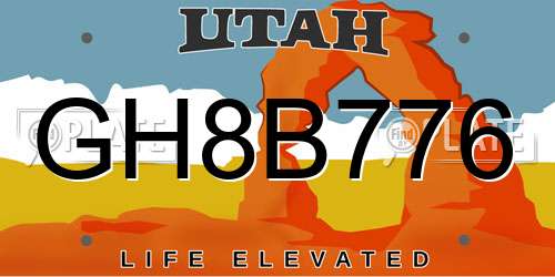 GH8B776 Utah License Plate