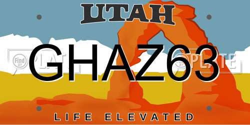 GHAZ63 Utah License Plate