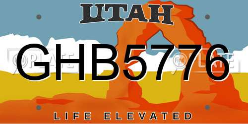 GHB5776 Utah License Plate