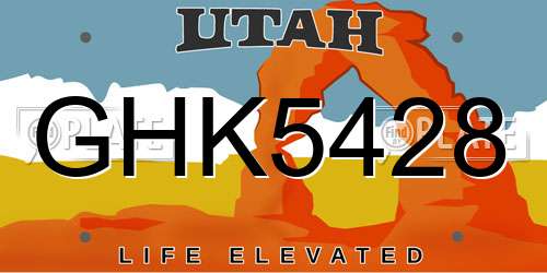 GHK5428 Utah License Plate