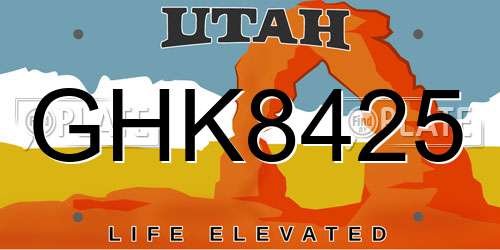 GHK8425 Utah License Plate