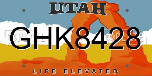 GHK8428 Utah License Plate