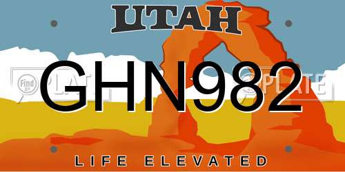 GHN982 Utah License Plate