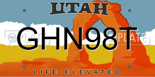 GHN98T Utah License Plate