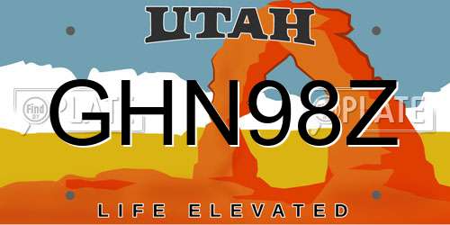 GHN98Z Utah License Plate