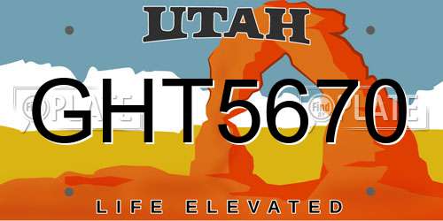 GHT5670 Utah License Plate