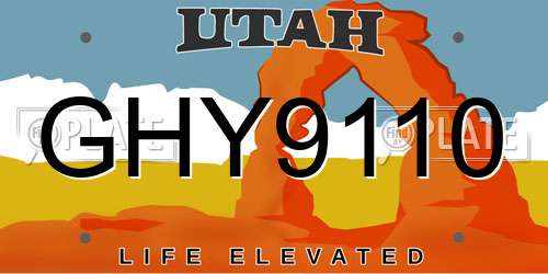GHY9110 Utah License Plate
