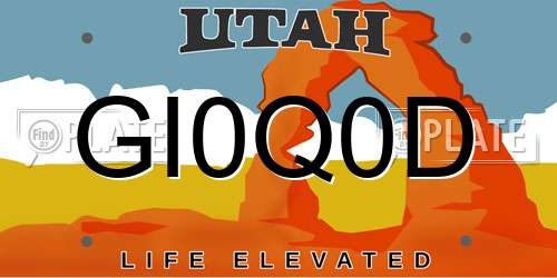 GI0Q0D Utah License Plate