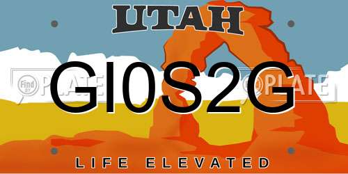 GI0S2G Utah License Plate