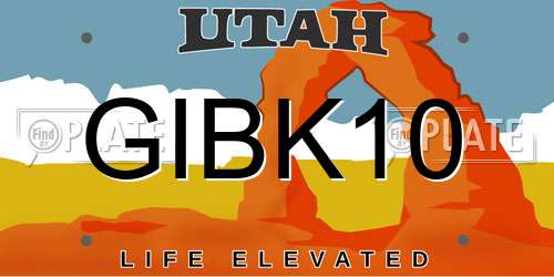 GIBK10 Utah License Plate