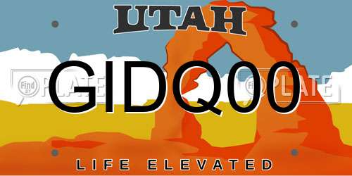 GIDQ00 Utah License Plate