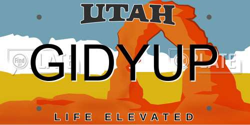 GIDYUP Utah License Plate