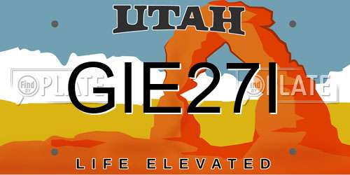GIE27I Utah License Plate
