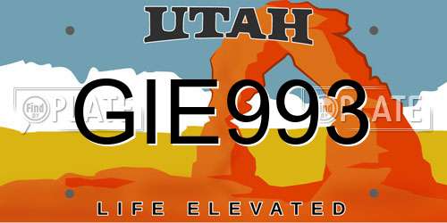 GIE993 Utah License Plate