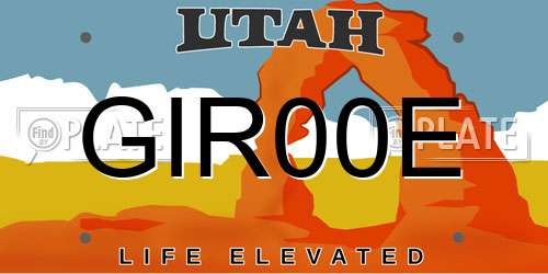 GIR00E Utah License Plate