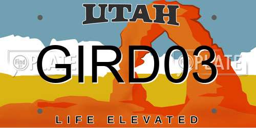 GIRD03 Utah License Plate