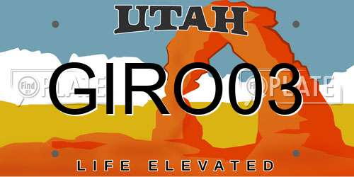 GIRO03 Utah License Plate