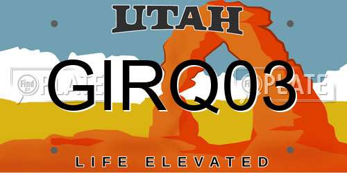 GIRQ03 Utah License Plate