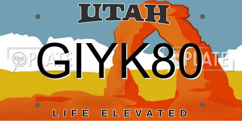 GIYK80 Utah License Plate