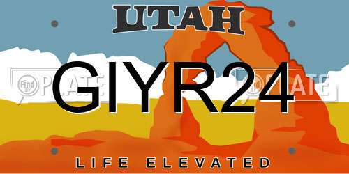 GIYR24 Utah License Plate