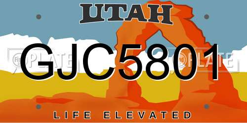 GJC5801 Utah License Plate