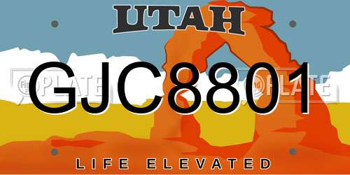 GJC8801 Utah License Plate