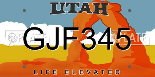 GJF345 Utah License Plate