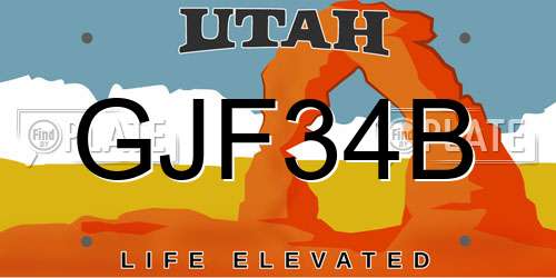GJF34B Utah License Plate