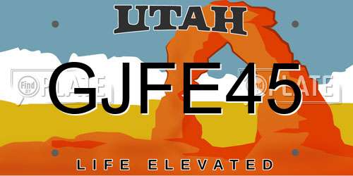 GJFE45 Utah License Plate
