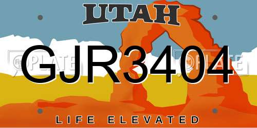 GJR3404 Utah License Plate