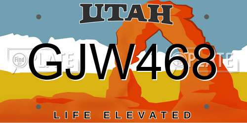 GJW468 Utah License Plate