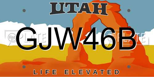GJW46B Utah License Plate
