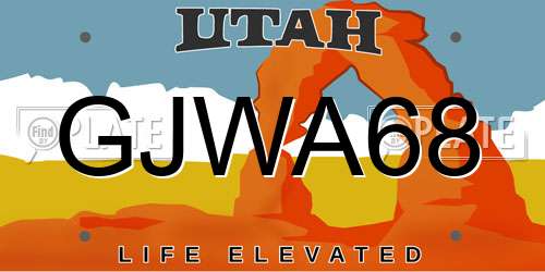 GJWA68 Utah License Plate