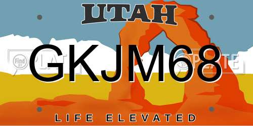 GKJM68 Utah License Plate
