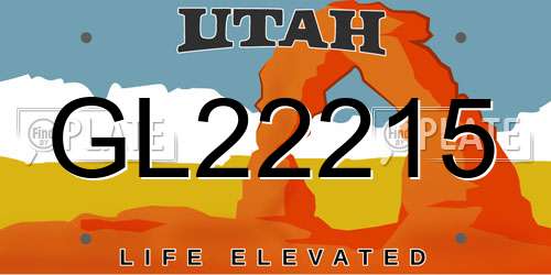 GL22215 Utah License Plate