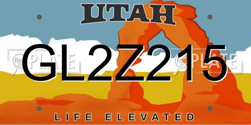 GL2Z215 Utah License Plate