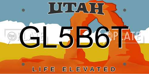 GL5B6T Utah License Plate