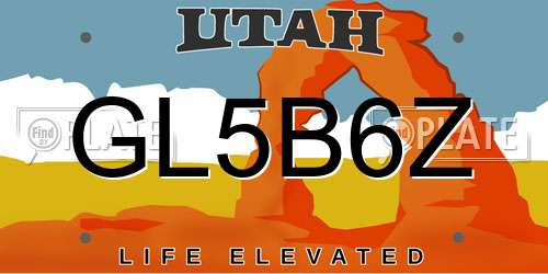 GL5B6Z Utah License Plate